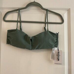 RVCA Womens Bikini Top NWT Size Medium M 10 Greetings V Wire Bandeau Green